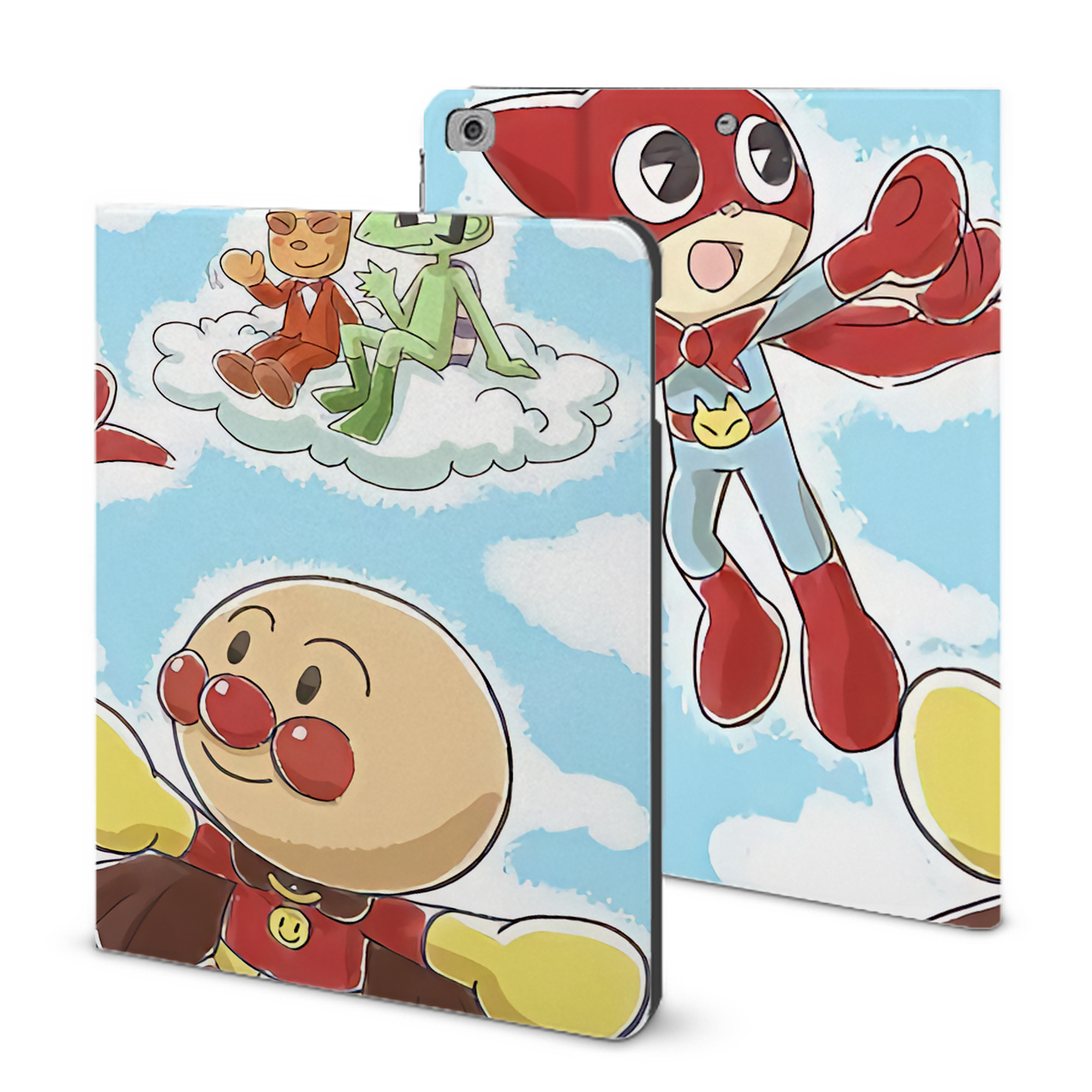 （画像用） アンパンマン Anpanman IPad ケース ブック型 PUレザー TPU 耐衝撃 軽量 薄型 ペン収納なし 全面保護 IPad 各モデル対応